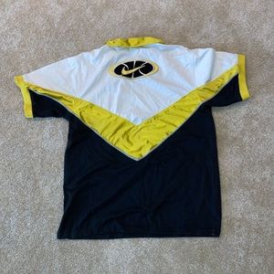 Vintage 90s Nike Jersey Big Center Swoosh White Tag Yellow  Sz L